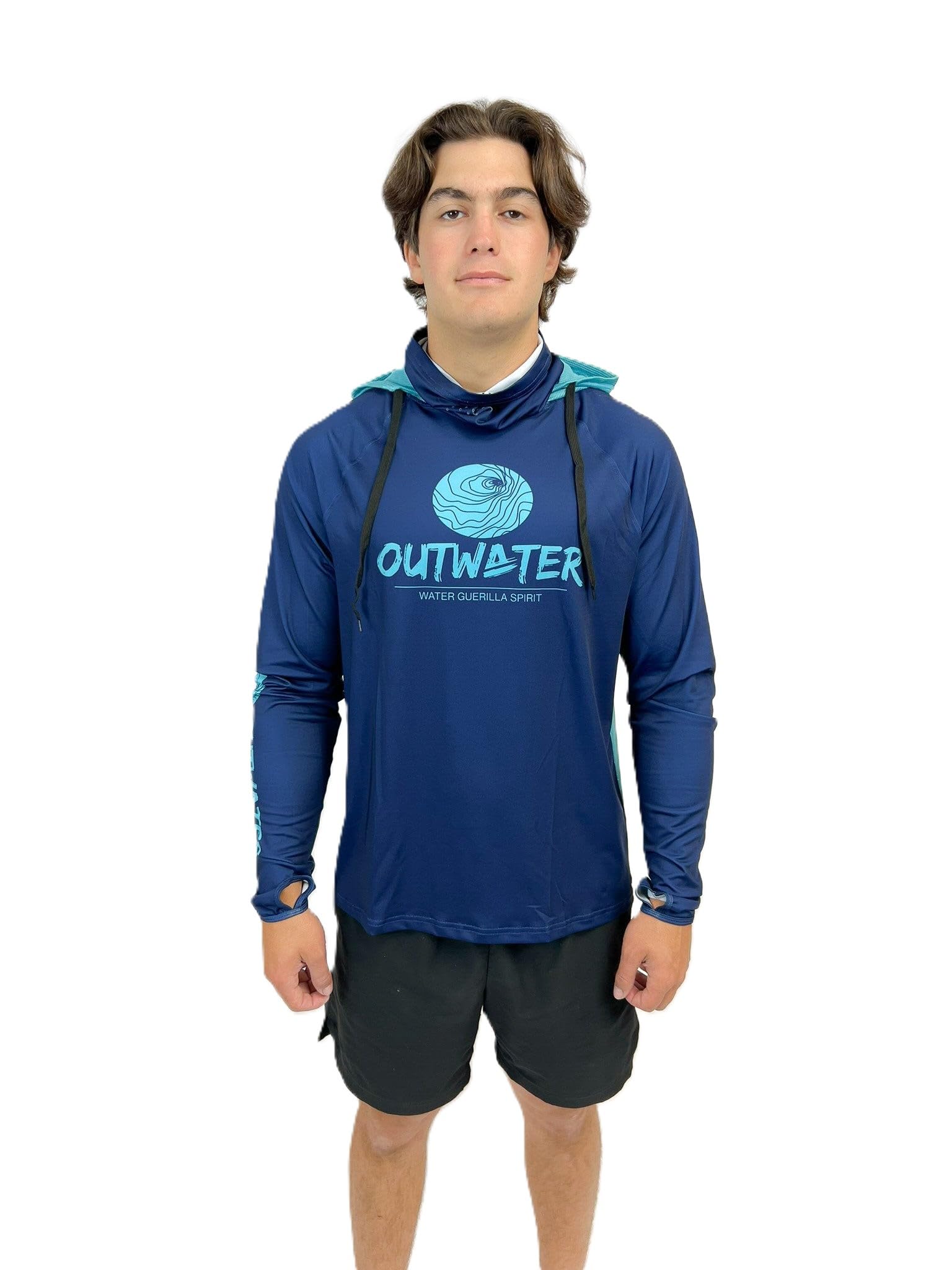 OUTWATER Guerilla – Camiseta de pesca para hombre, protección solar, antirrayos UV con capucha UPF50+ | Pesca, Kayak, Paddle, Outdoor