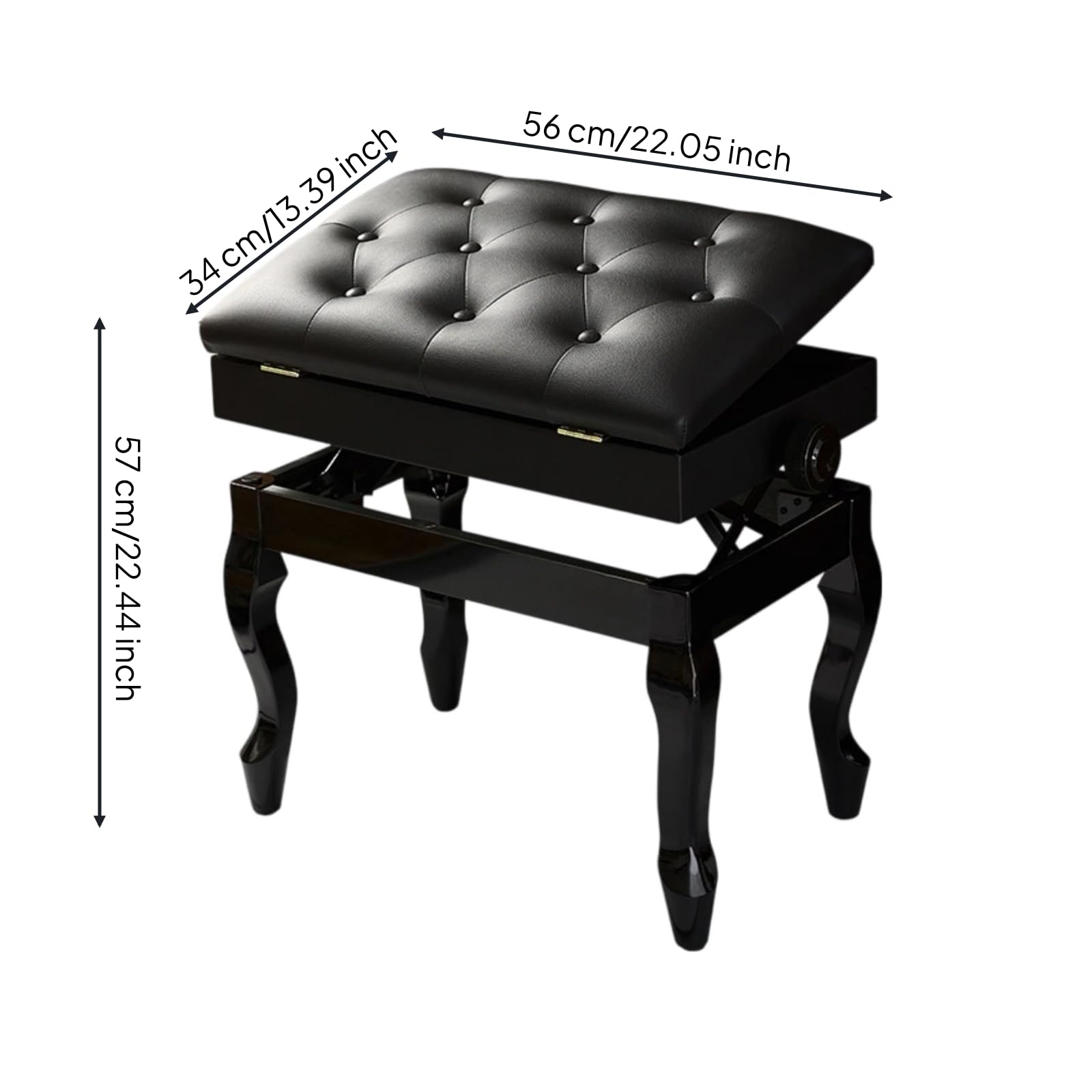 Gralara Sgabello da Regolabile Sgabello con Contenitore Imbottita per Studenti di Musica, Tastieristi, Casa, Nero, Sgabello Per Pianoforte Singolo Regolabile In Altezza Con Vano Porta Spartiti
