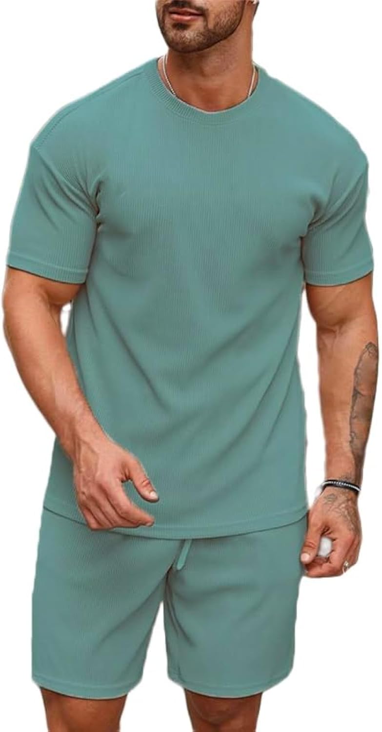 SMOWKLY Men's Pyjama Set - T-Shirt and Shorts Night Wear - Night Suit for Men