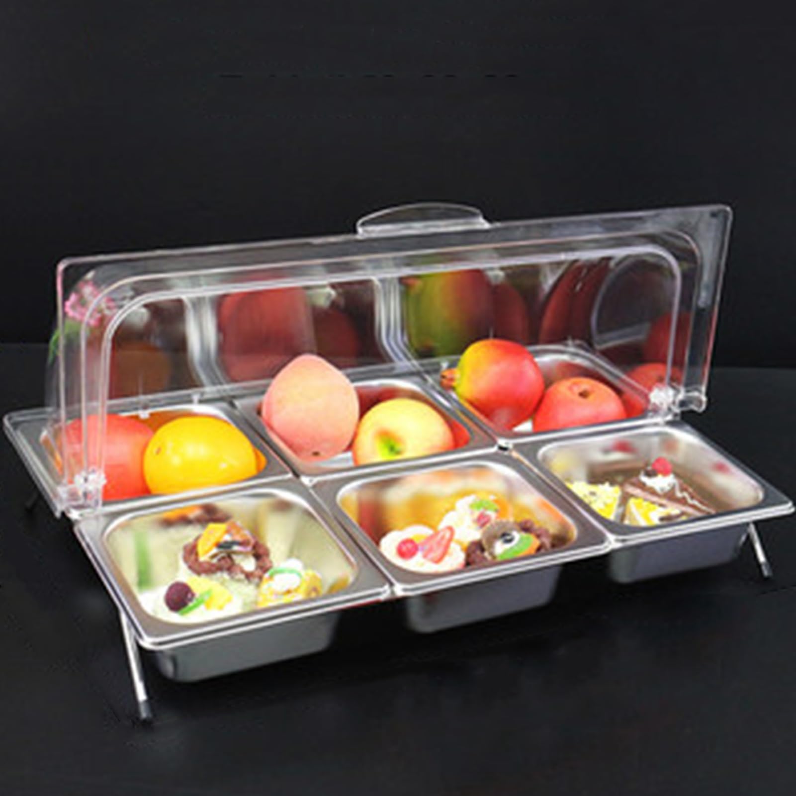 Aserzenith D 9Pan Stainless Steel Foo Serving Isplay Container With Li Countertop Organizer Rack Buffet Pantry Containers For Sauces Jams An Condiments – Perfect For Catering An Events,
