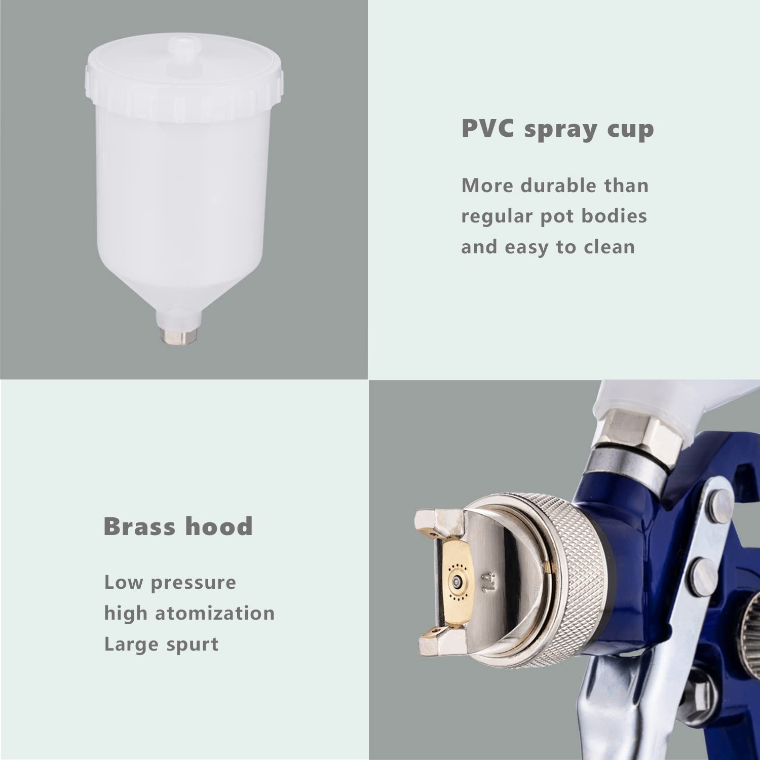 KATSU HVLP Pistolet à Peinture Gravité 600CC avec 3 Buses en Cuivre 1,4/1,7/2,0mm Pulvérisateur de Peinture Compresseur d'Air Outil pour Auto Meubles Clôture Revêtement de Surface
