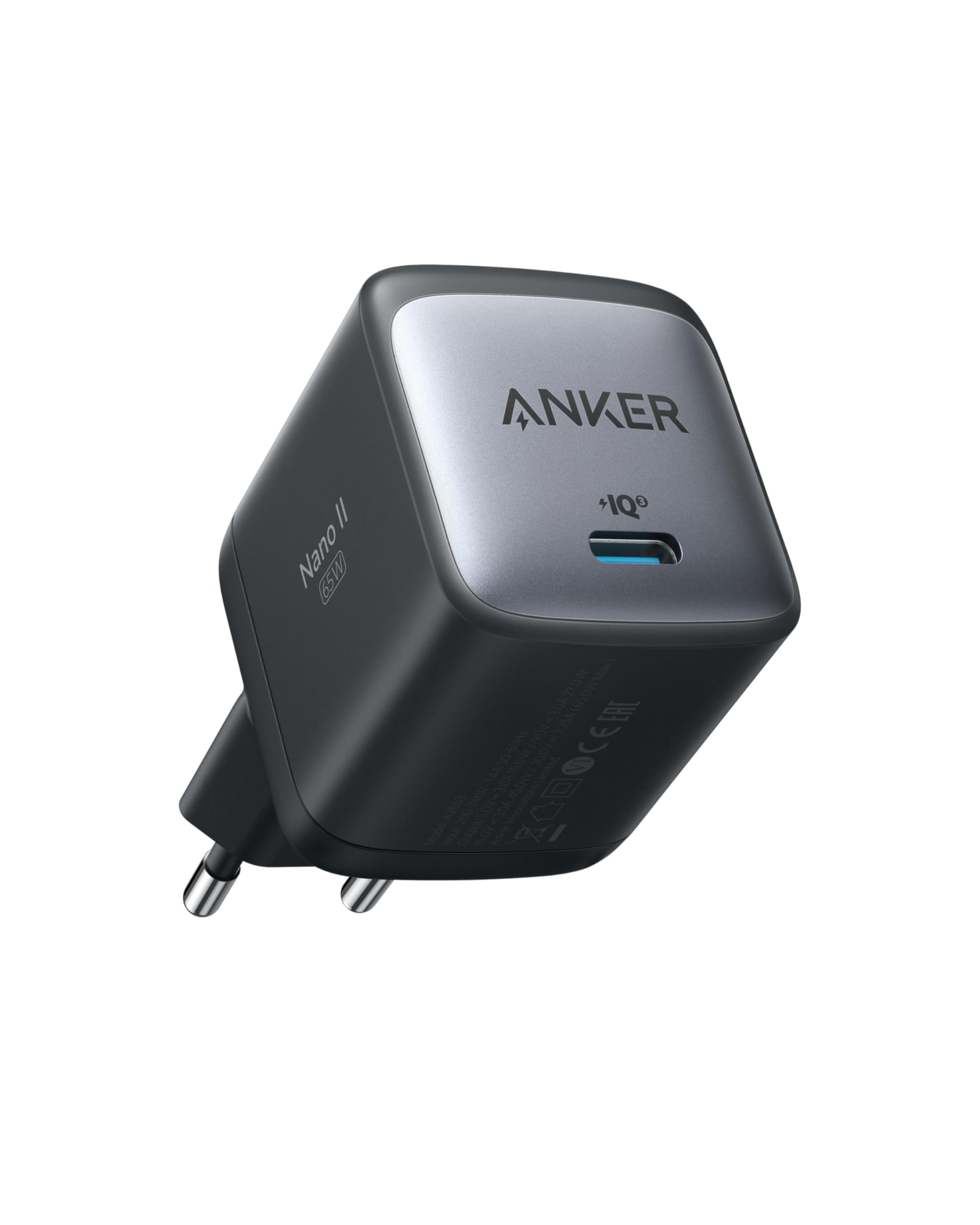 Anker Nano II Chargeur USB C 65 W avec Puissance de Charge Rapide, Technologie GaN II, Compatible avec MacBook Pro/​Air, Galaxy S20/​S10, iPhone 16, iPad Pro, Pixel