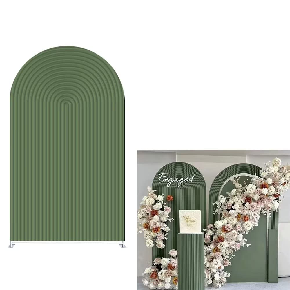 ittsmnt Arch Backdrop Covers Safari Green Ripples Arched Panels Covers for Wedding Birthday Parties Banquet Bridal Baby Shower Decorations Props