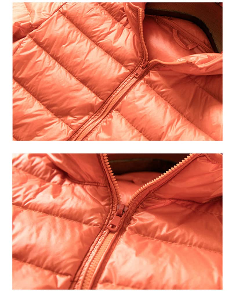 Doudoune à Capuche Femme Ultra Légère Duvet Veste Courte Manteau Doudoune Matelassée Pliable Fine Veste Doudoune Manches Longues Manteau Chaud Parka