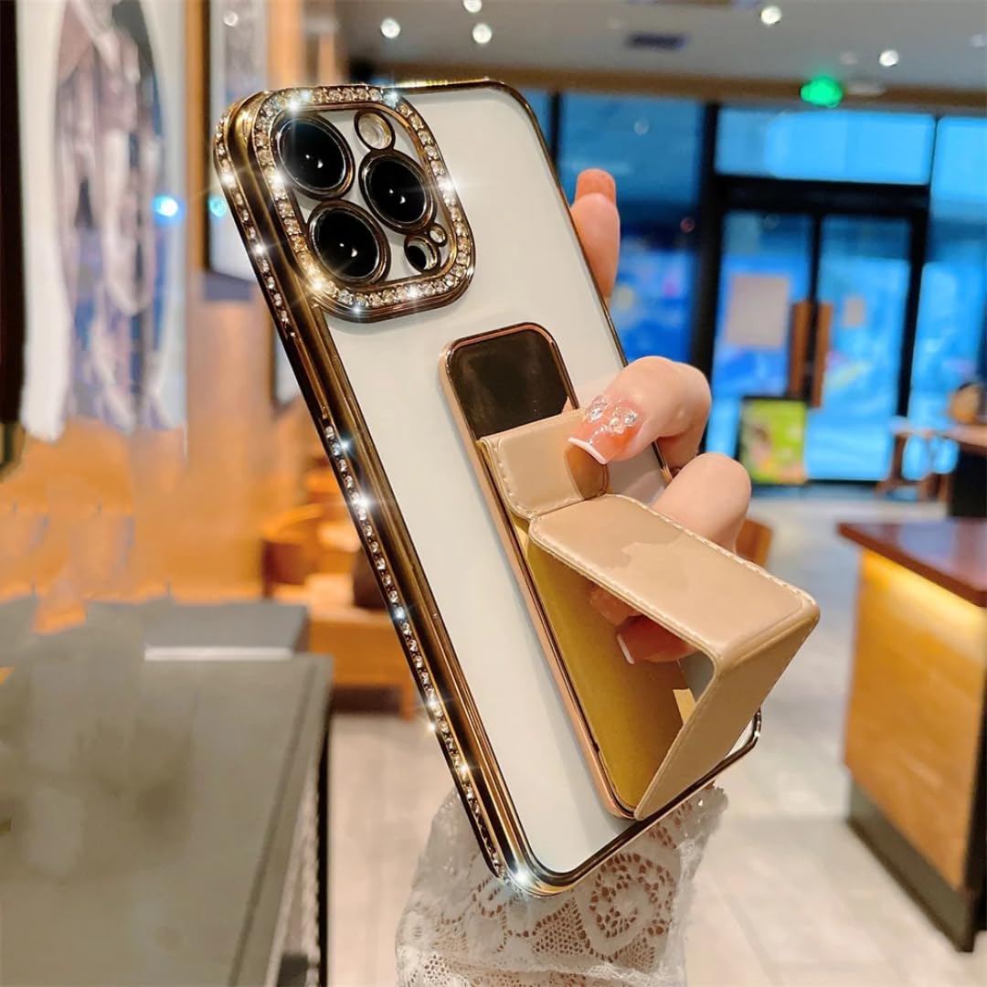 Étui de luxe à rabat magnétique pour iPhone 14 or