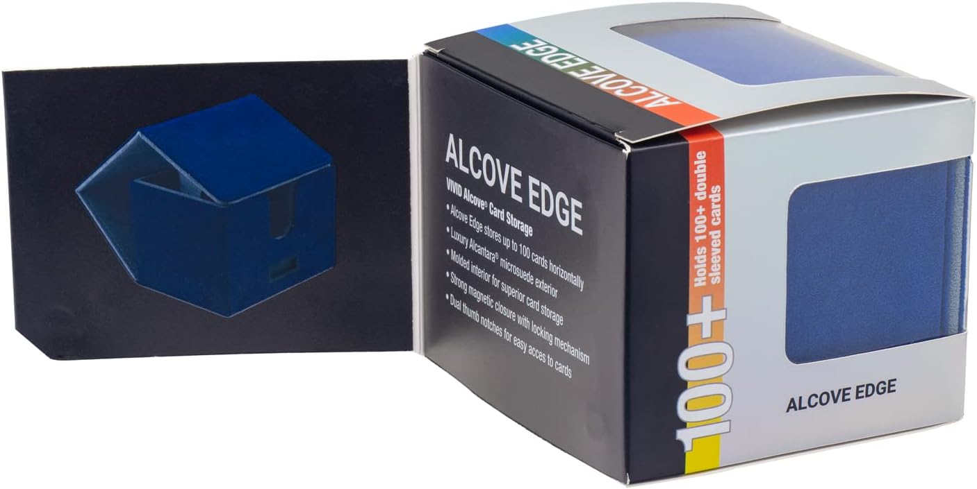 Ultra Pro - Vivid Alcove Edge Deck Box (Blue) - Protect and Store up to 100 Double Sleeves Standard Size Cards, Perfect for Sports Cards, Gaming Cards & Collectible Trading Cards