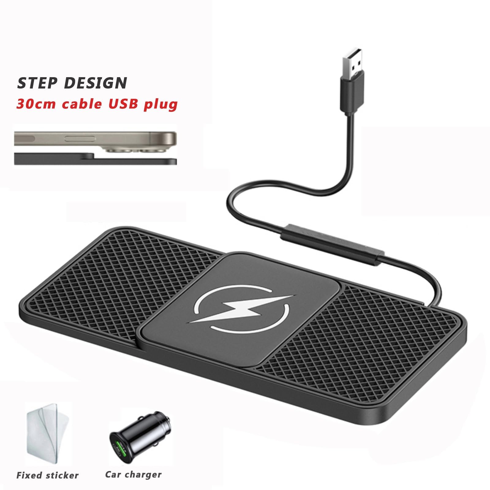 Tappetino Ricarica Wireless Auto per BMW 1er E81 E82 E87 E88 F20 F21 F40 F52 116i M135i, Caricatore Rapido per Veicoli, Caricabatterie Senza Fili Antiscivolo, Tappetino di Ricarica del Cruscotto