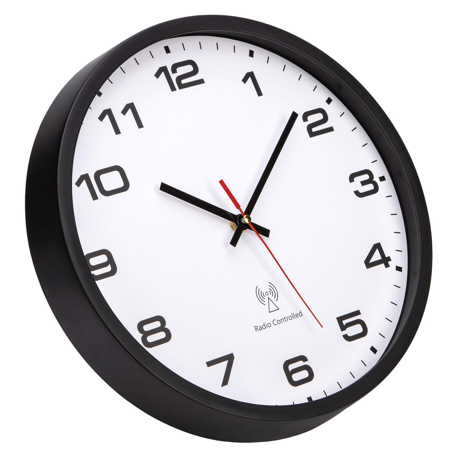 Wanduhr Funk Funkwanduhr 30cm Groß Funkuhr Schwarze Weiß Batteriebetrieben Vintage Modern Uhr Wand für Küche Schlafzimmer Wohnzimmer Kinder