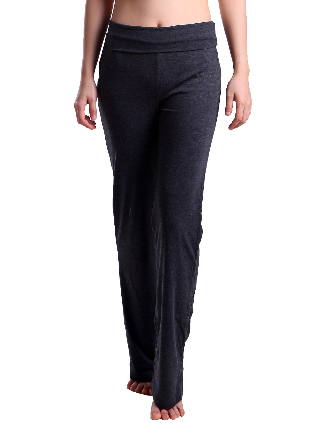 HDE Foldover Athletic Yoga Pants Gym Workout Leggings (Charcoal Gray, Medium)