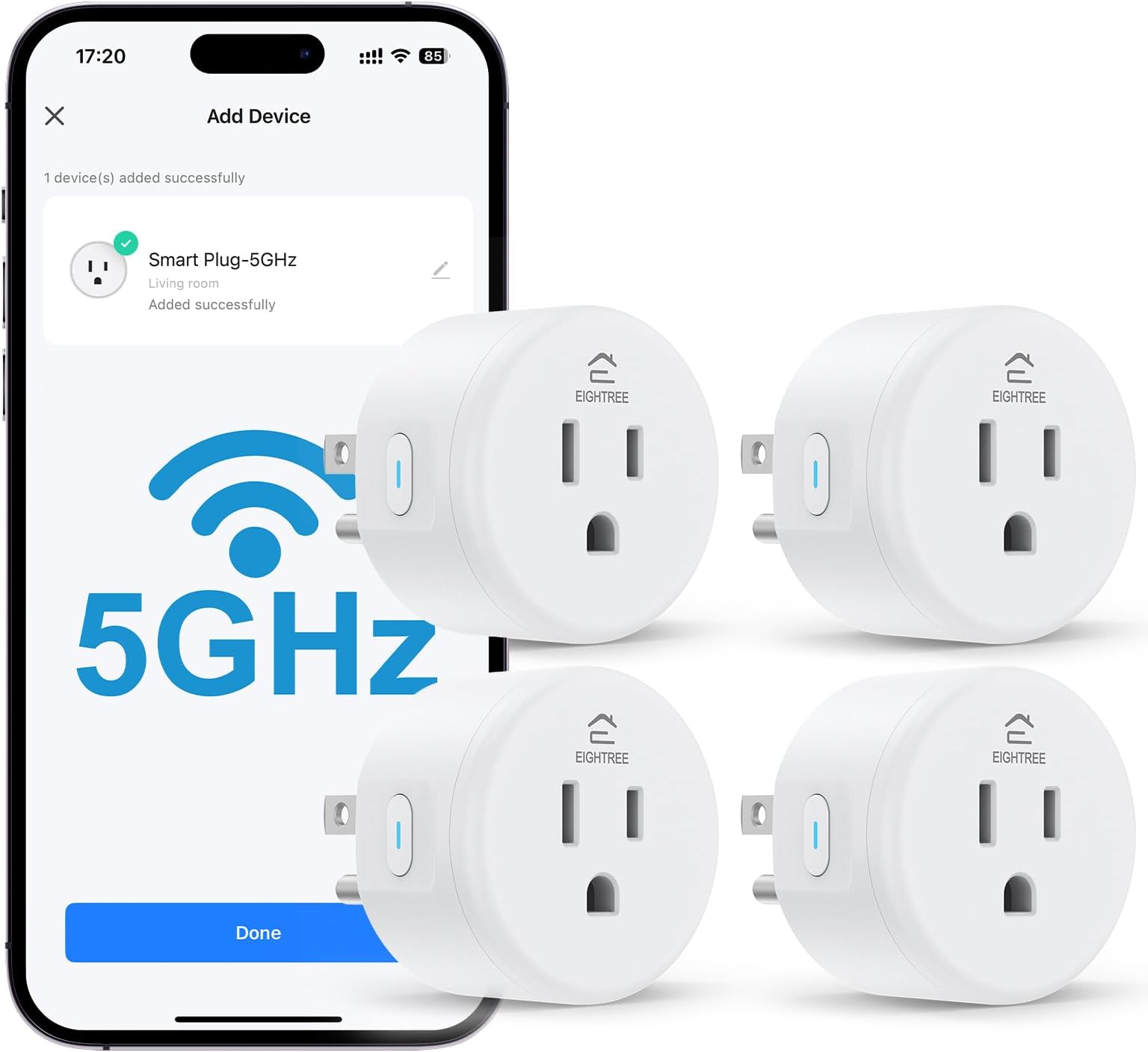 EIGHTREE 5GHz Smart Plug 15A WiFi Outlet Works with Alexa & Google, 4 Packs | Smart Home WiFi Plug with Remote Control & Group Control, Timer Outlet with Schedule, Dual-Band WiFi Outlet, No Hub Required