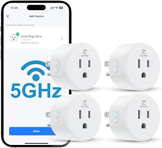 5GHz Smart Plug 15A WiFi Outlet Works with Alexa & Google, 4 Packs | Smart Home WiFi Plug with Remote Control & Group Control, Timer Outlet with Schedule, Dual-Band WiFi Outlet, No Hub Required