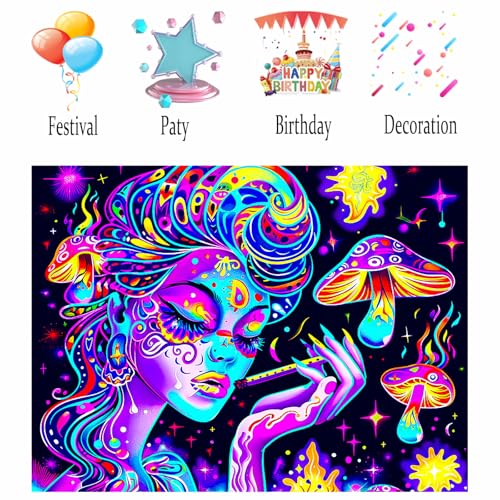 Image of Nuxovilar Mushroom Girl Wall Tapestry Polyester 59.05x51.18 In