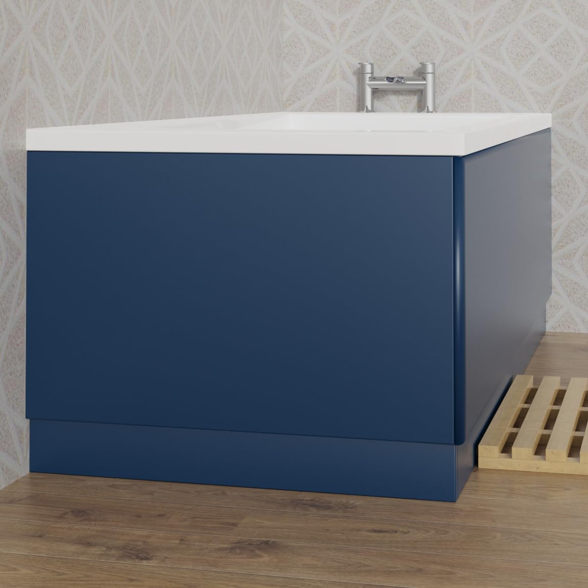 Aquariss 800mm Bath End Panel 18mm MDF Painting Matte Blue Adjustable Height for Bathroom Soaking Tub