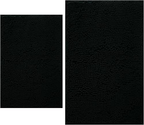 BOANKODU Juego de 2 alfombras de baño absorbentes para baño, felpilla muy suave, antideslizante, 32 x 20 pulgadas + 20 x 20 pulgadas, alfombra de