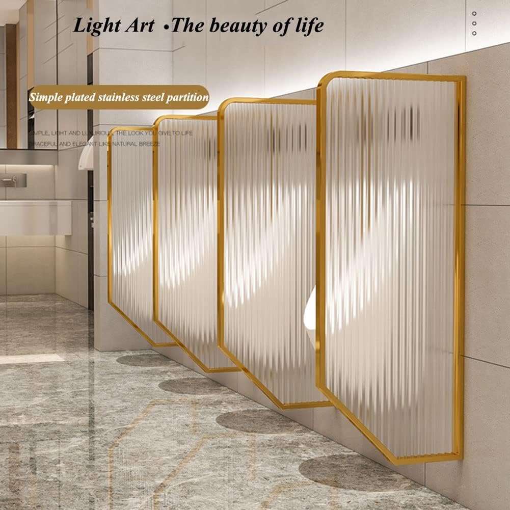 Glass Room Divider Office Partition Tempered Glass Panels Table Dividers Panels Partitions，Privacy Urinal Partition, Glass Toilet Screen, Frosted Glass Panel, Stainless Steel Frame, Bathroom