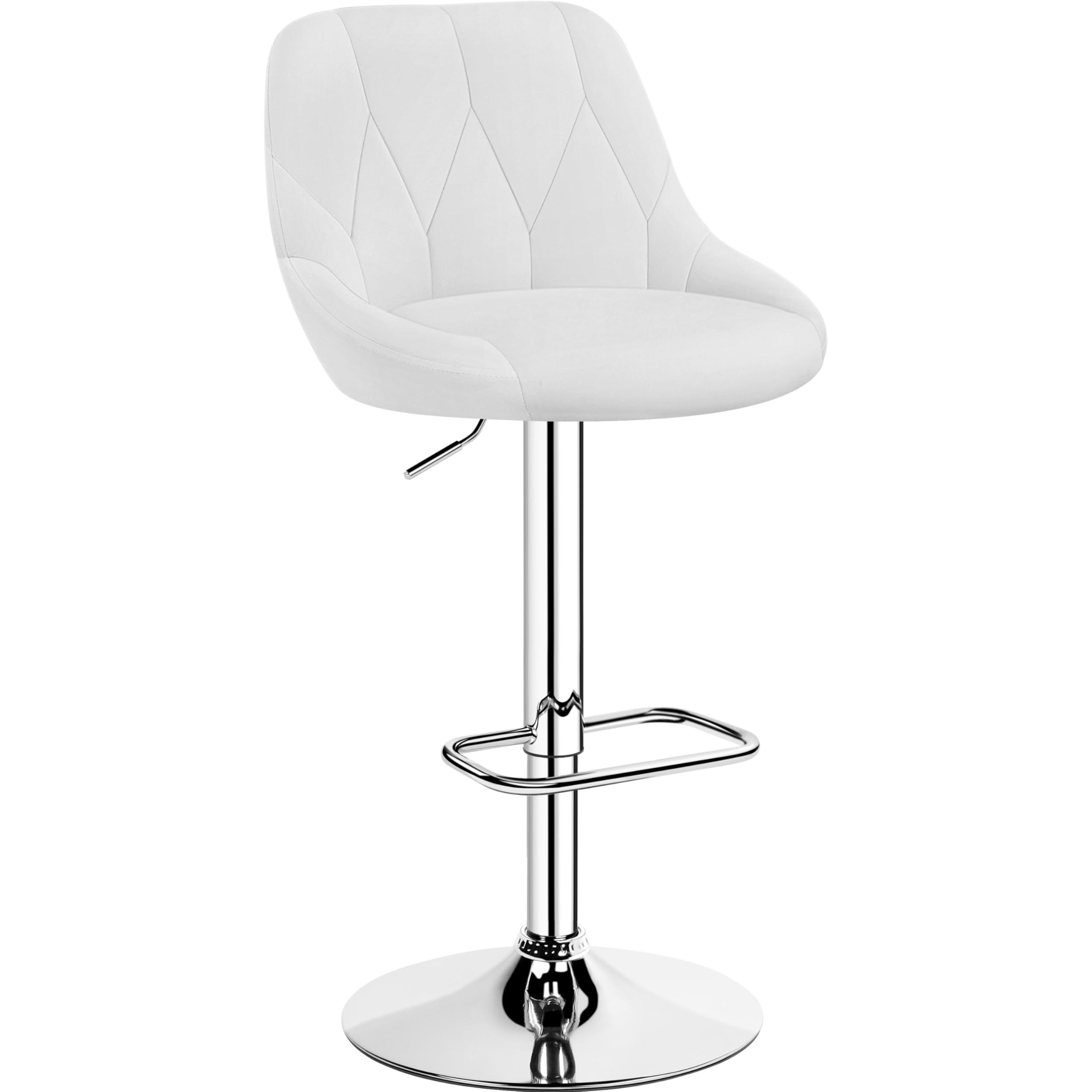 Yaheetech Adjustable Height Bar Stools Set 86-107.5cm Bar Chairs Swivel Seat Footrest Square Galvanized Metal Structure (White, 1 Piece)