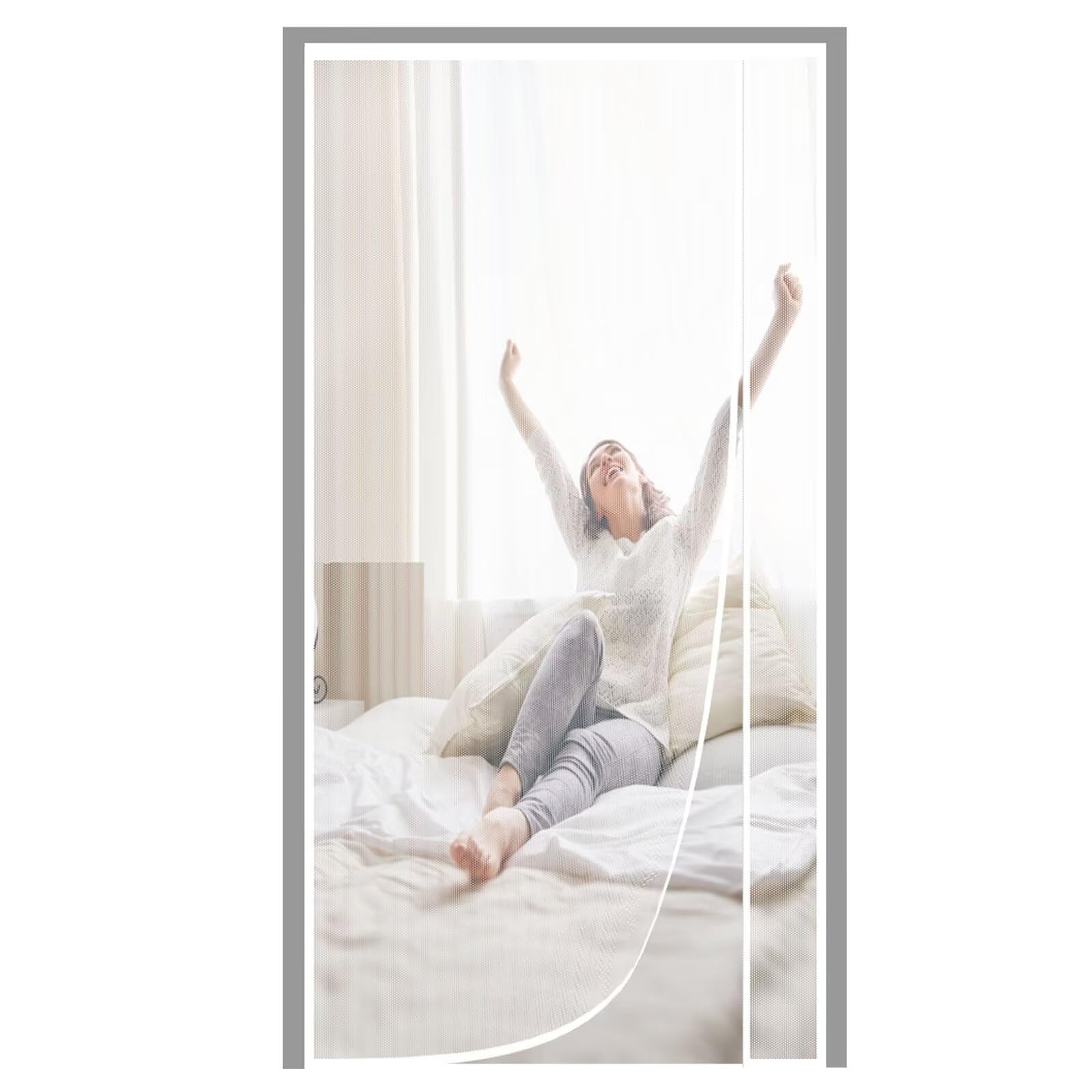 UGNMDFGH Reversible Magnetic Screen Door W85xH225cm Fiberglass Mesh Unobstructed View Back White