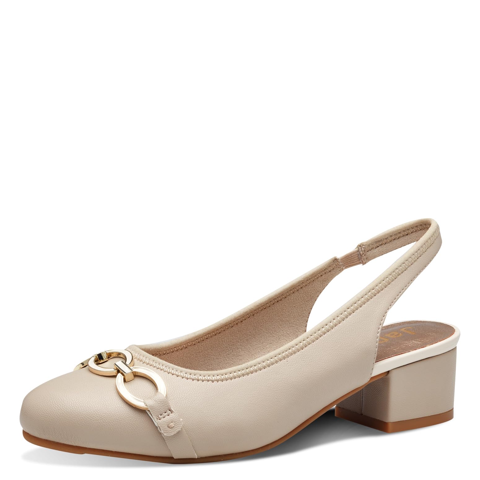 Jana Women’s Slingback Pumps with Block Heel Vegan, Taupe/Beige, 3,5 UK