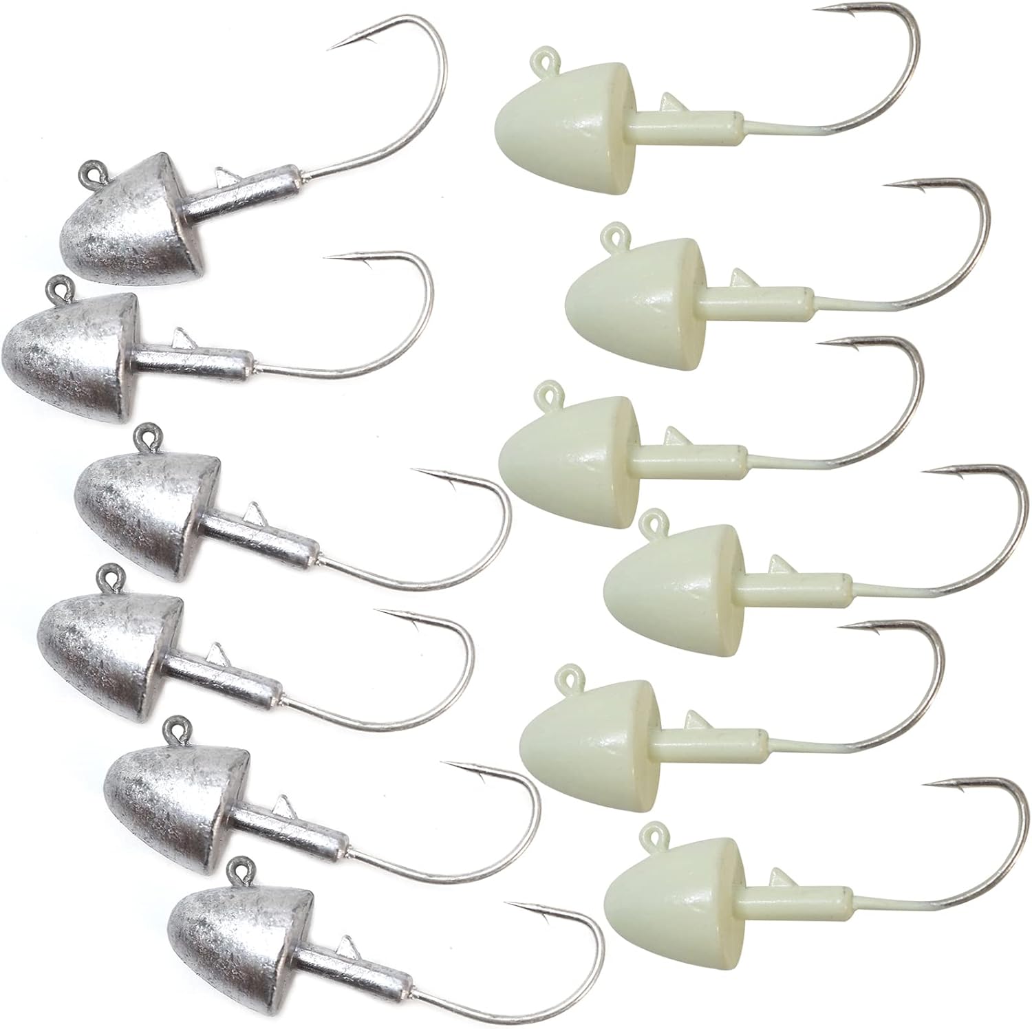 12pcs Fish WOW!® 1.5oz Shad Jighead Plain Unpainted jigheads + 1-1/2oz Glow Bullet Jig Head