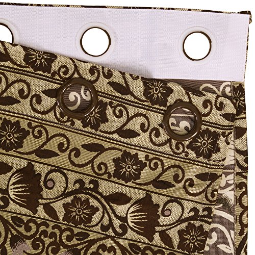 Image of Story@Home Set of 4 Piece Jacquard Multi Eyelet Fancy 5 feet Premium Designer Window Curtains, 60 inch X 46 inch, Brown
