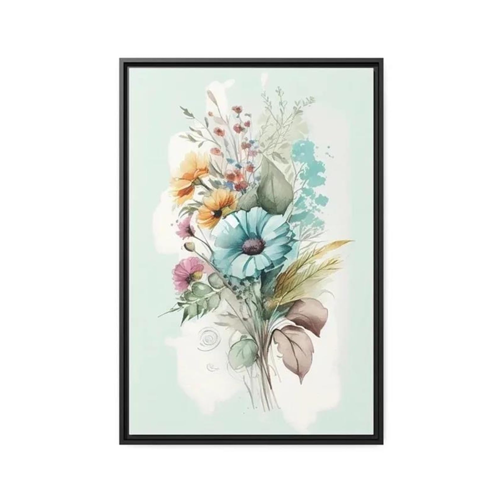 Tableau déco nature aquarelle fleurs colorées 30x40cm pour mur moderne