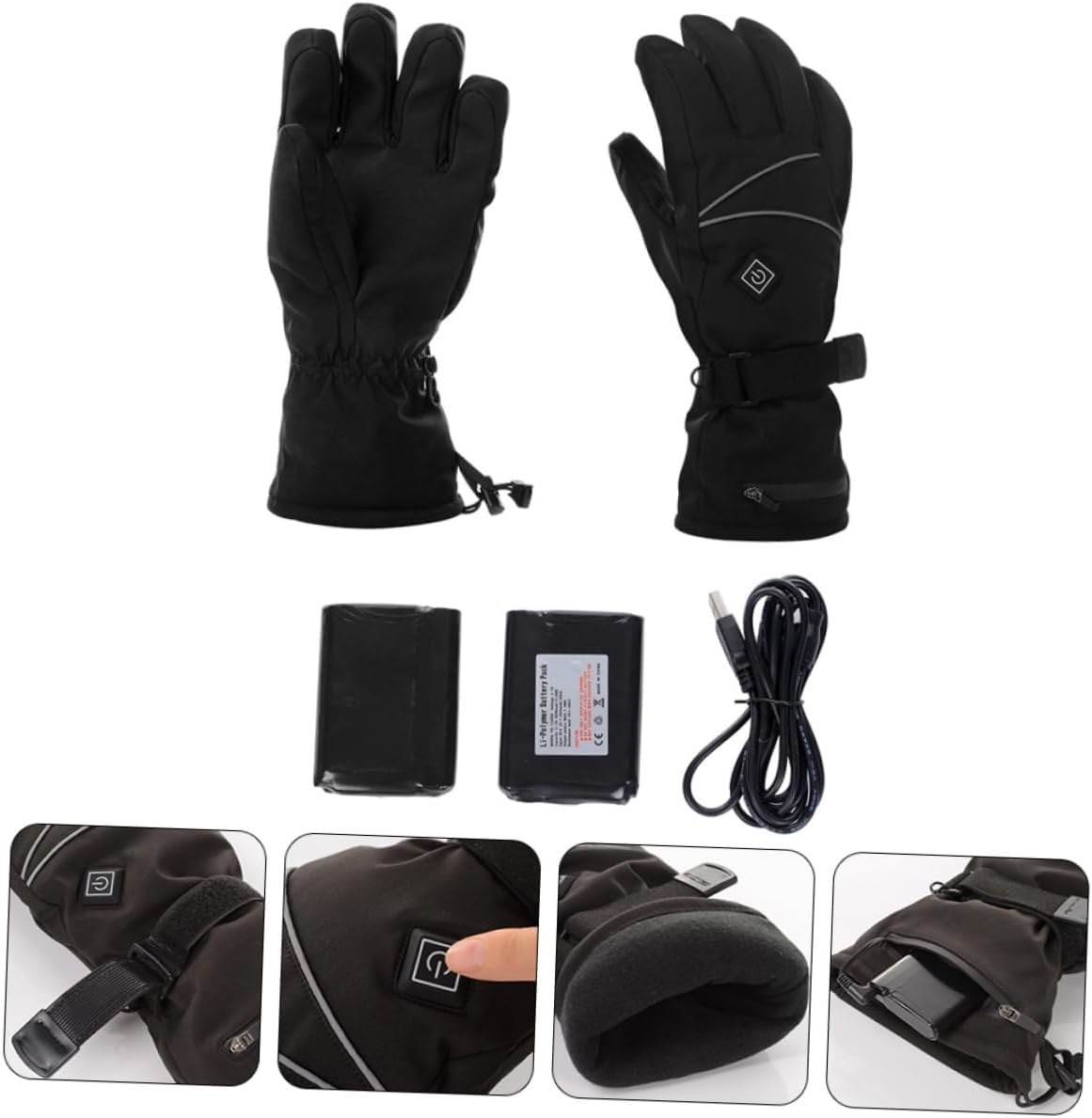 KICHOUSE 1Pair Winter Heated Gloves for Outdoor Sports Breathable Electric Heating Gloves with Heating Area for Cycling Skiing Running Cold Weather