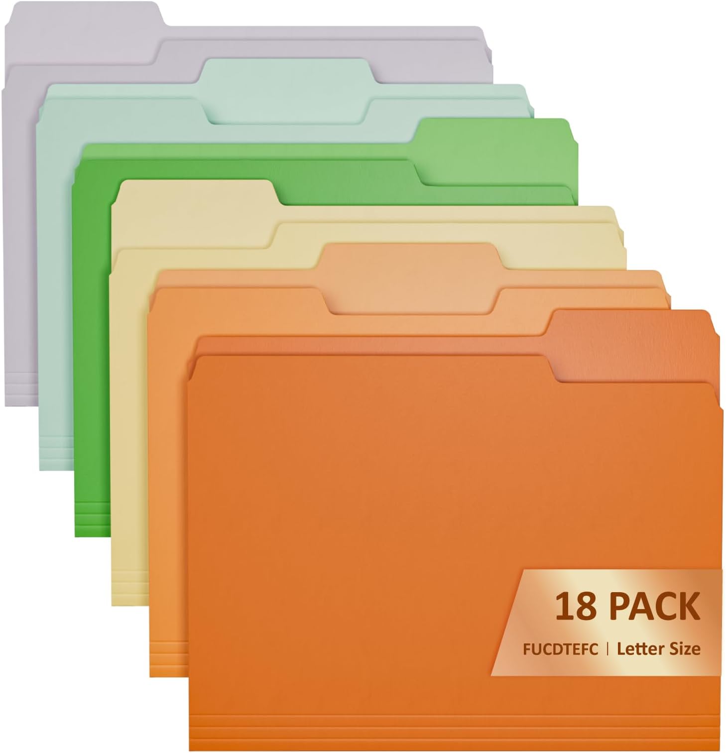File Folders, 18 Pack Manilla Folders 8.5x11, 1/3-Cut Tab Letter Size Manila Folders, 6 Assorted Colors Heavy Duty Folders for Paper Documents Business Home School Classroom Office Supplies