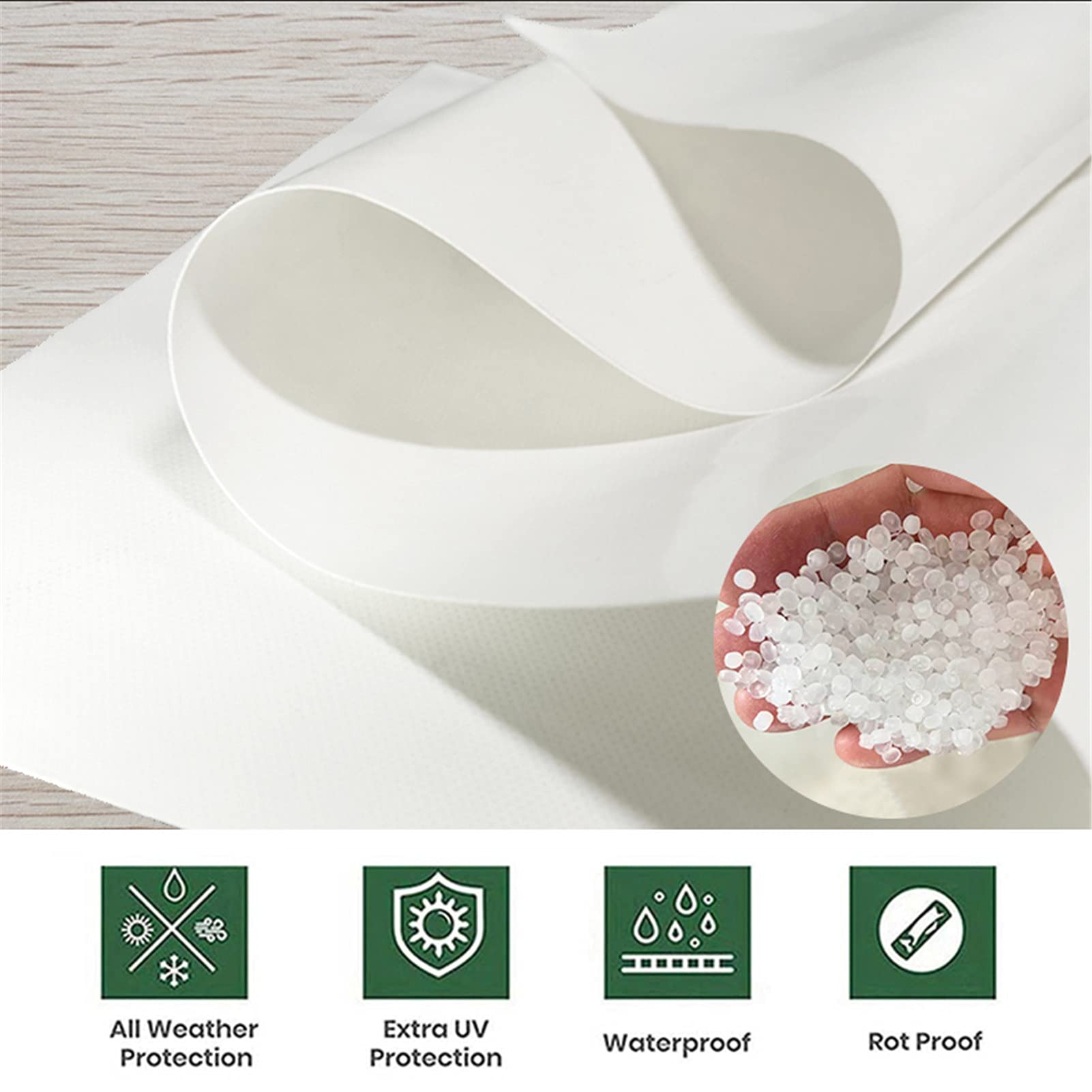 Bâche imperméable avec Oeillets Bâche de Protection Imperméable 400g/m² PVC Protection de Vent Pluie Soleil pour Serre Jardin Pergola,Blanc,6x6m/19.68x19.68ft