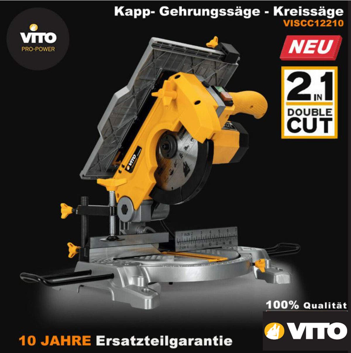 Ingletadora combinada Full Miter 1200 Vito Pro-Power | potencia 1200W | velocidad rotación 4200rpm. | extraordinaria capacidad de corte.