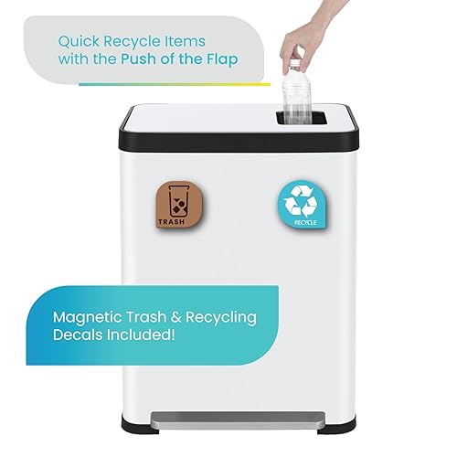 Miniatura 4 de Home Zone Living CleanAura - Basurero de cocina de 18.5 galones, forro doble extraíble para reciclaje y basura, control de olores CleanAura, forma