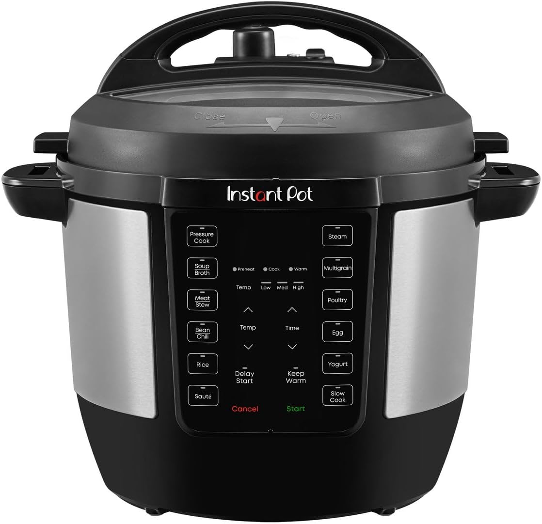 Instant Pot RIO Gourmet Multi-Cooker, 6 Quart, Black and Silver, Electric Pressure Cooker with Digital Display, 10-in-1 Functions for Rice, Soup, Yogurt, Slow Cook