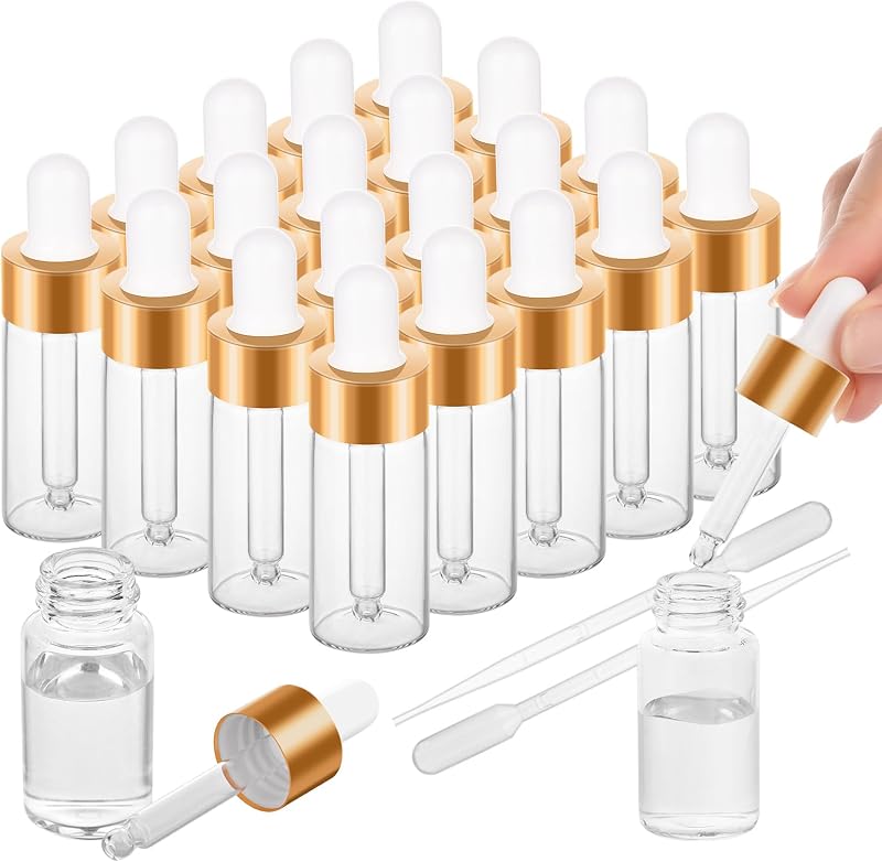COTOM Frascos Conta-Gotas Mini de Vidro com 10 mL para Óleos de Cutícula, Pacote com 20
