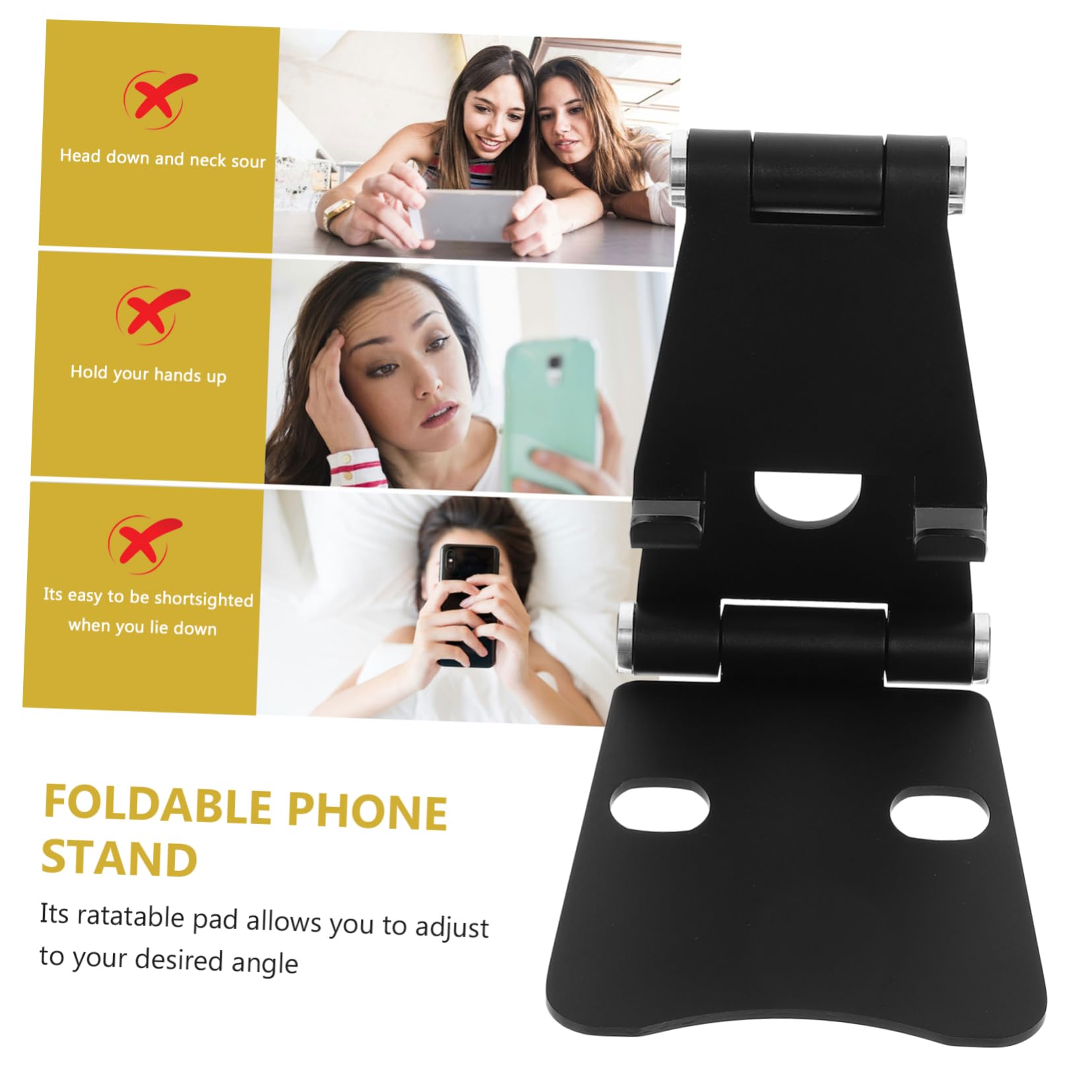 Artibetter 3piezas Soporte De Teléfono Móvil Ajustable Aleación De Aluminio Base Antideslizante Compatible con y Otros Smartphones para Ver Videos y Jugar Negro