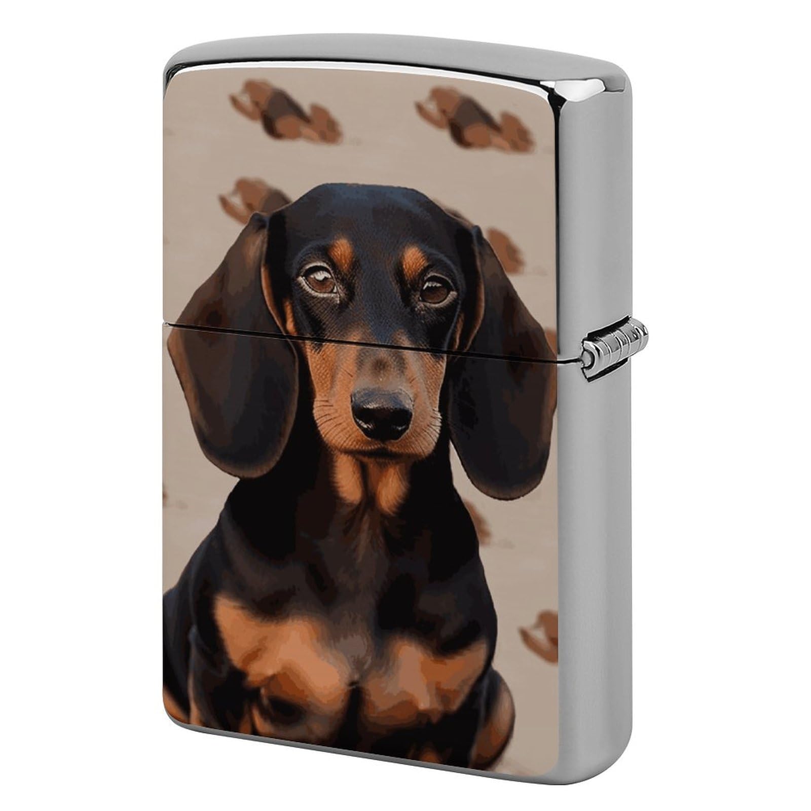 Dachshund Dog Metal Lighter Case Windproof Vintage Lighters Holder Reusable Cool Cigarette Lighter Cover for Men Personalized Pocket Flip Lighters Sleeve Double Sided Portable Protective Sleeve