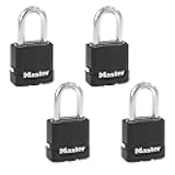 Black Outdoor Key Lock, Heavy Duty Weather Resistant Padlock with Cover, Keyed Alike Padlocks for Outdoor Use, 4 Pack, M115XQLF