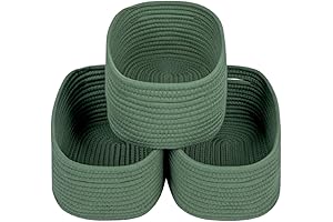 Green Shelf Decor Woven Basket for Storage and Organization