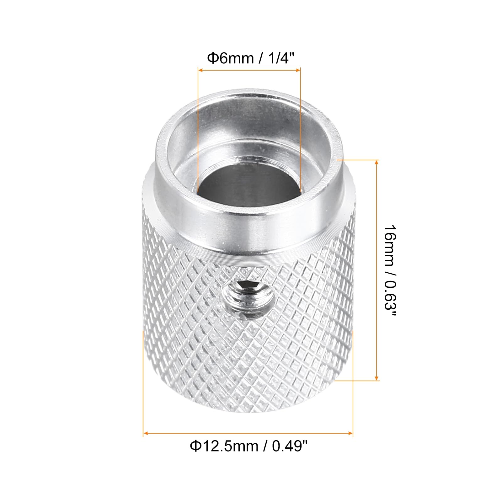 QUARKZMAN 2 sztuki aluminiowych przycisków potencjometru, 6 mm x 12,5 mm x 16 mm, uniwersalny regulator głośności, przyciski z kluczem płaskim, do gitary, basu, jasnego srebra