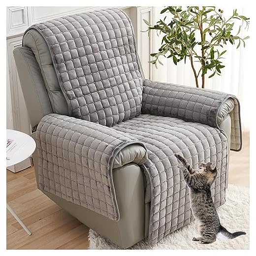 NNSMUN Sofa Armlehnenbezüge, Sesselschoner Sesselauflage, Fernsehsessel Schutzbezug Anti-Rutsch, Relaxsessel Bezüg Sesselüberzug für Zuhause mit Kindern und Haustieren Hund (Grau,1 Sitz (53 * 190cm))