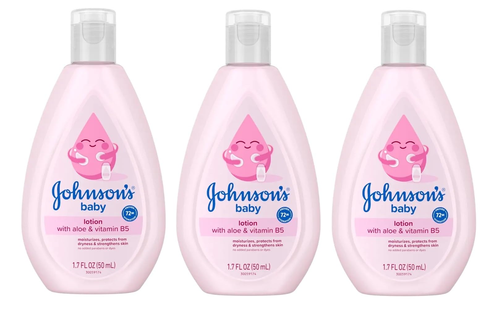 Johnson's Baby Lotion Travel Size 1.7 oz (50ml) - Pack of 3