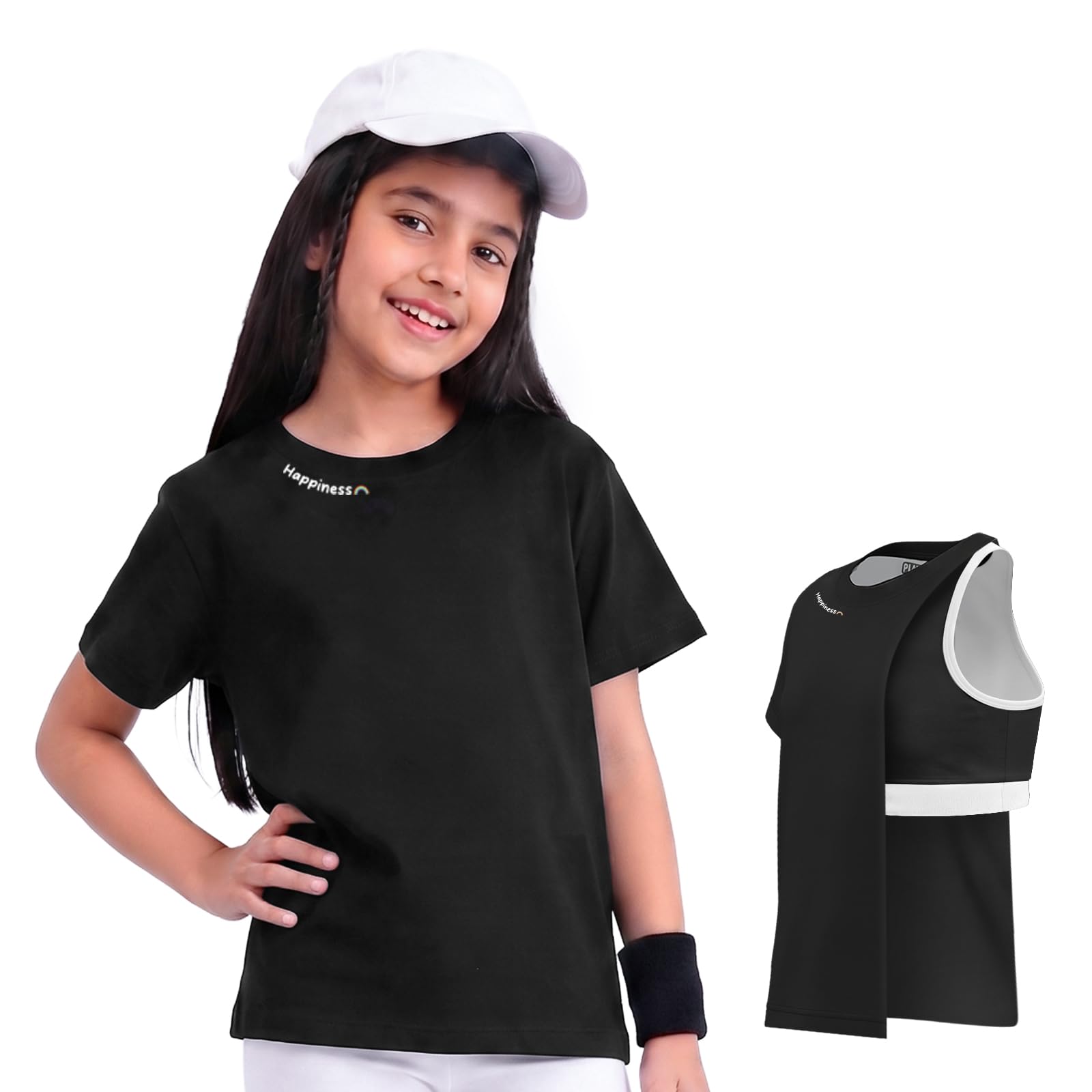 YouGotPlanB Cotton Padded Top for Girls | 8-14 Years | T-Shirt with Built-in Bra | Full Coverage | Everyday Wear-picture-20