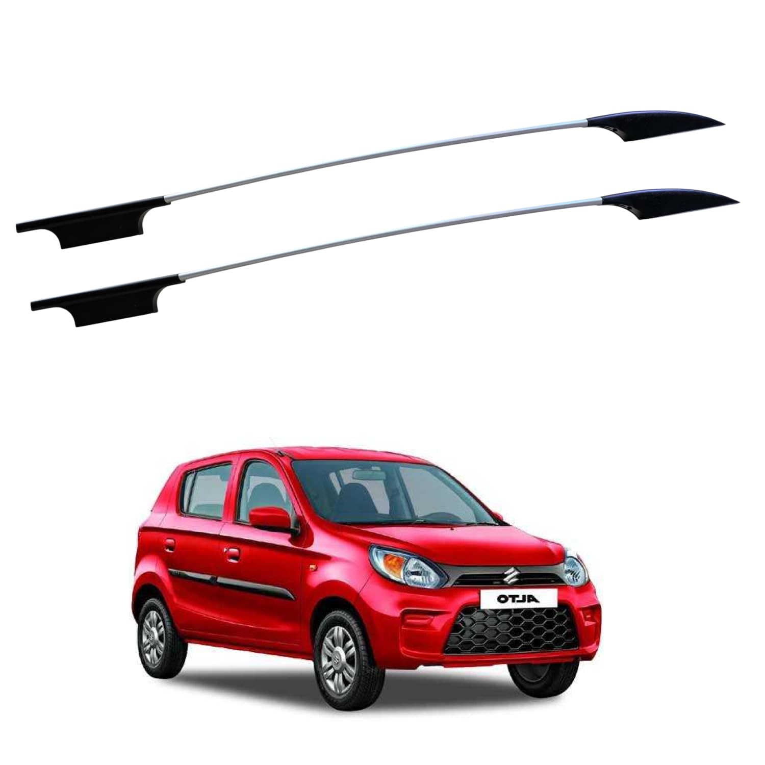 aksmit universal car roof rail | no drill roof rail with original 3m adhesive tape | metal bar + abs plastic base | pair of 2, silver | fits most cars, hatchbacks, sedans & suvs x19 | metal build