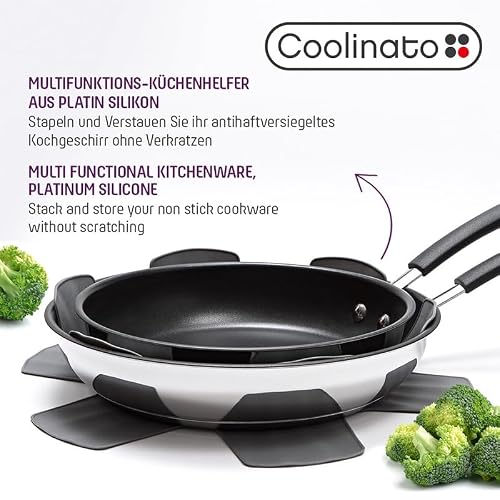 Miniatura 3 de Coolinato Juego De 6 Protectores De Silicona Para Sartenes, Aptos Para Lavavajillas, 35 Cm, Color Gris