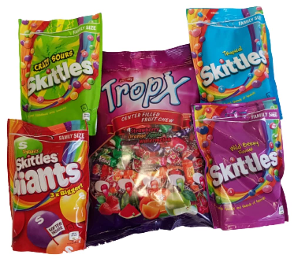 Skittles Sweets & Tropix Fruity Chews 4 x Family Sharing Packs Crazy