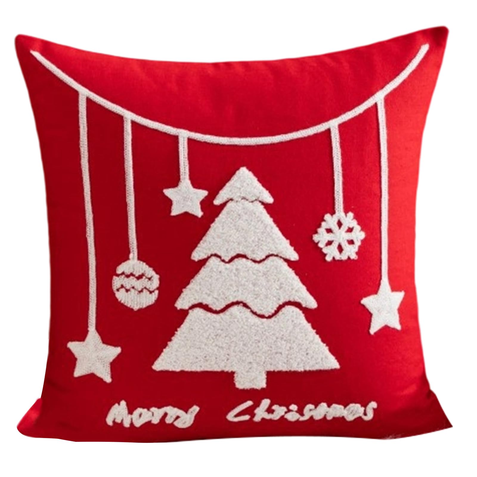 Kalttoy Holiday Embroidered Santa Pillow Cover Canvas Christmas Decor Zippered Cushion Case Festive Home Throw Accent Christmas Santa Pillow Cover