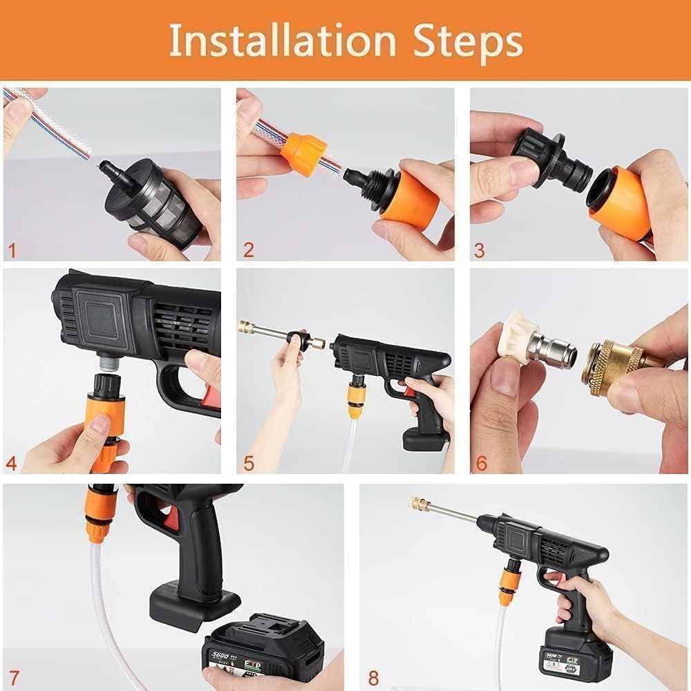N N Enterprise (Double_Battery) Cordless Portable Wireless Pressure Washer Gun 48V 12000mah Heavy High Pressure Water Gun for Stand Car Wash Bike Washing 3In1 Car Duster Steel|Nozzle 5M (Washer Gun) - Image 4 thumbnail