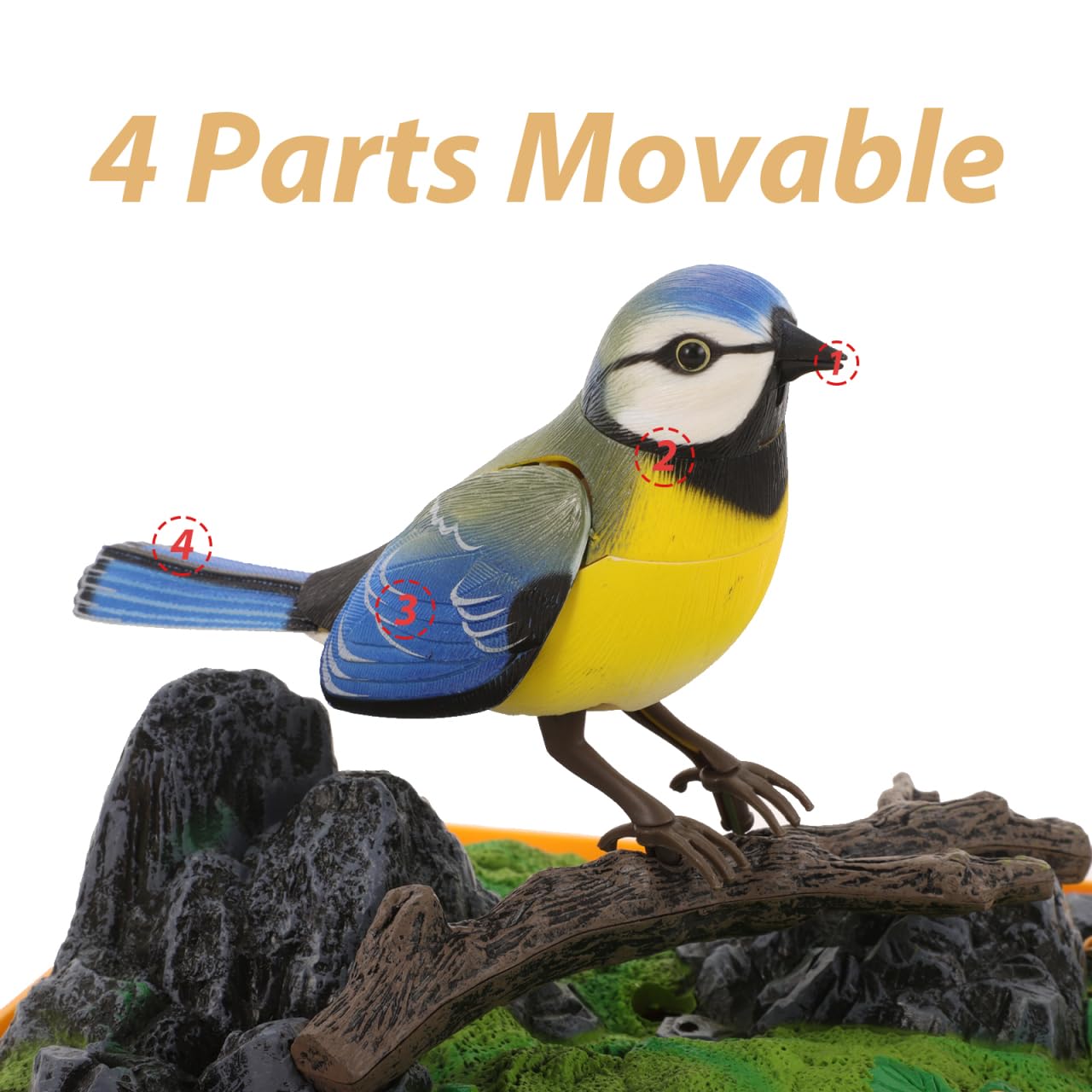 PartyKindom Voice-Controlled Bird Cage Toy Realistic Chirping Motion Miniature Plastic Bird in Cage for Kids and Adults Portable Home Decor Entertainment - Image 4