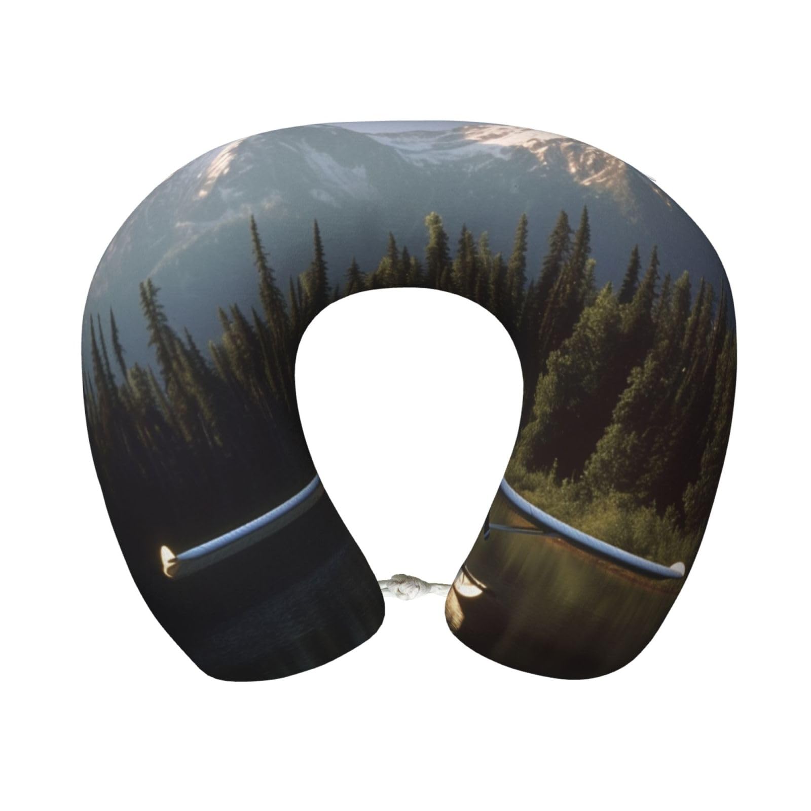 FekiLoot Travel Pillow for Sleeping, Airplane On Lake Travel Neck Pillow Comfortable U Shape Memory Foam Neck Rest Support Portable Travel Accessories Suitable for Airplane Car Office
