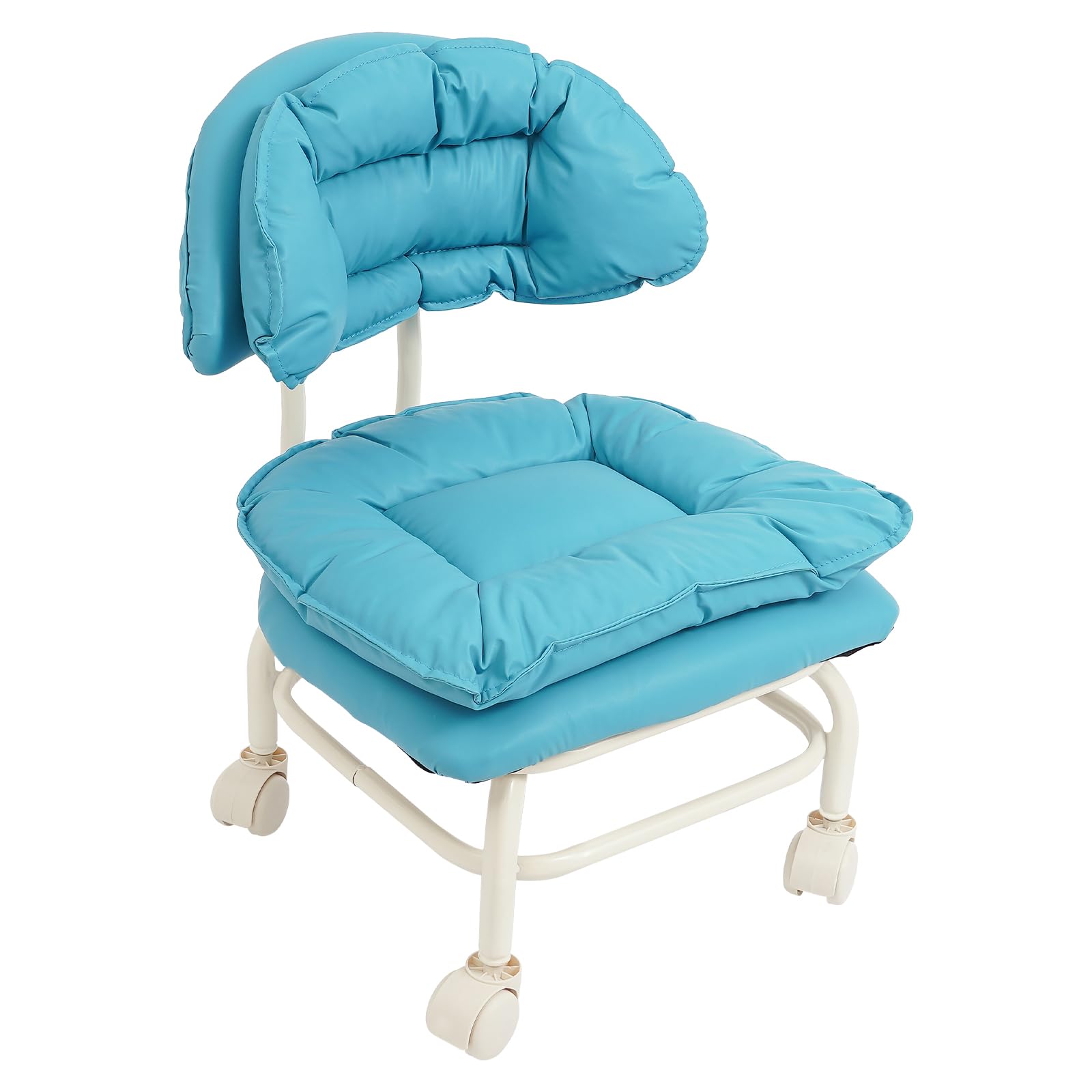 Tabouret Roulant avec Dossier pour Salon Bureau 150kg Azur