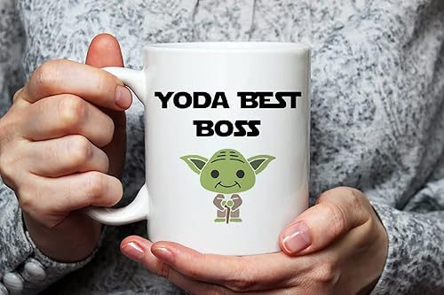 Miniatura 3 de Fonhark - Taza divertida de café Boss, taza de café Yoda Best Boss, taza divertida para jefe, taza de café novedosa de 11 onzas, color blanco