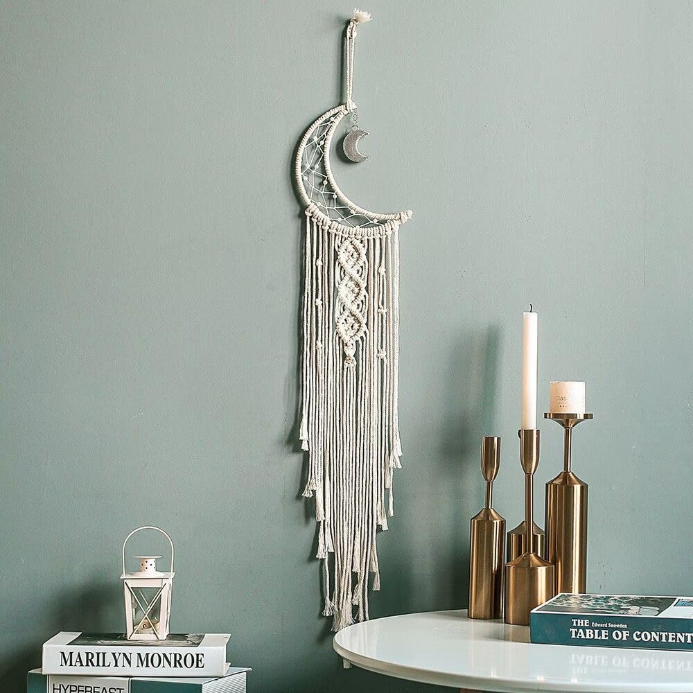 Attrape-rêves Soleil Lune étoile macramé décoration Murale bohème tissé bohème Chic décoration Murale pour Chambre de Fille décoration Appartement Artisanat Cadeau (TAIYAN) (YELIAN-A)